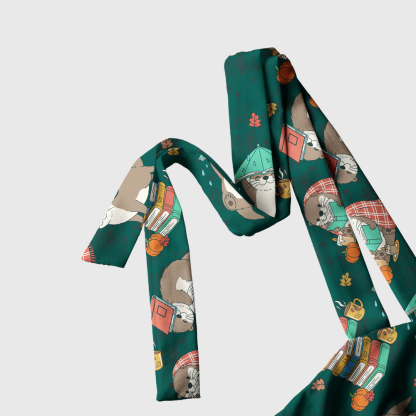 Pagewings Otters Love Reading Tie Shoulder Maxi Dress
