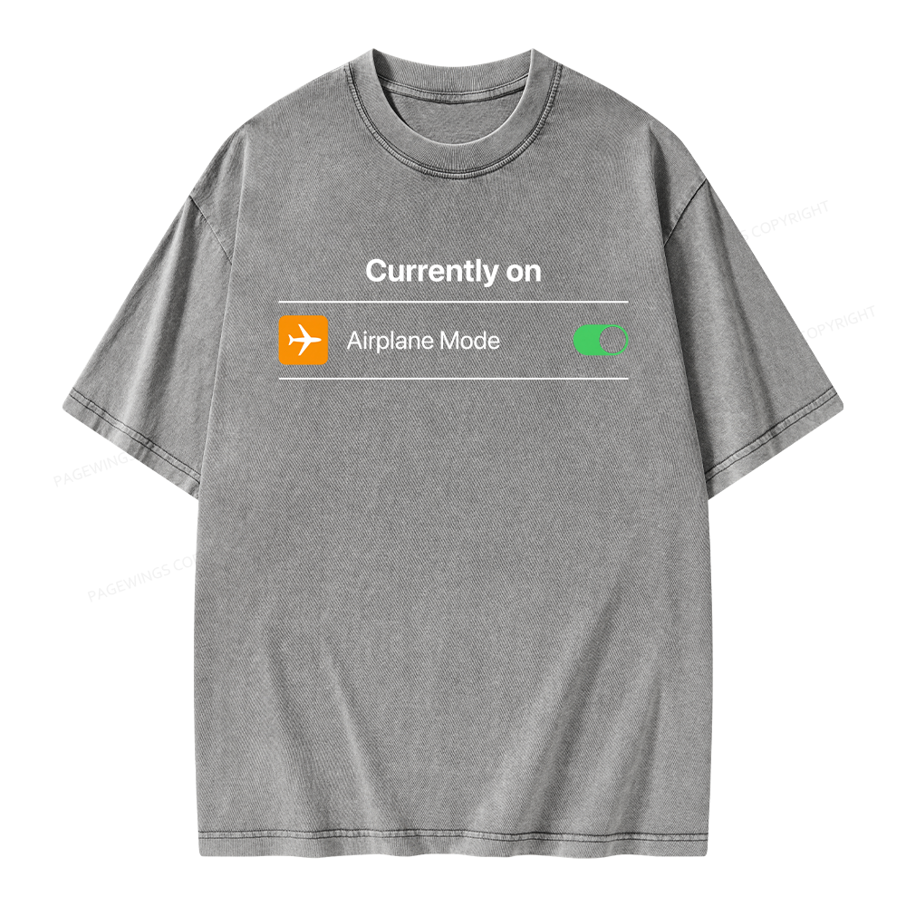 Pagewings Airplane Mode On Unisex Washed T-shirt