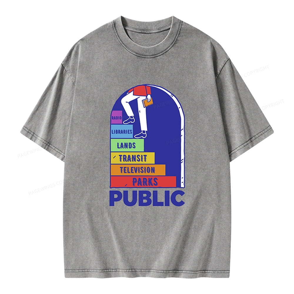 Pagewings Public Library Unisex Washed T-shirt