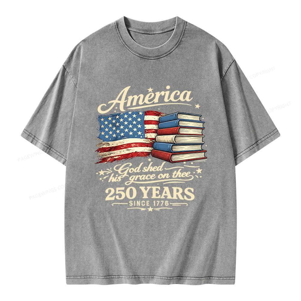 Pagewings Retro American Flag Unisex Washed T-shirt
