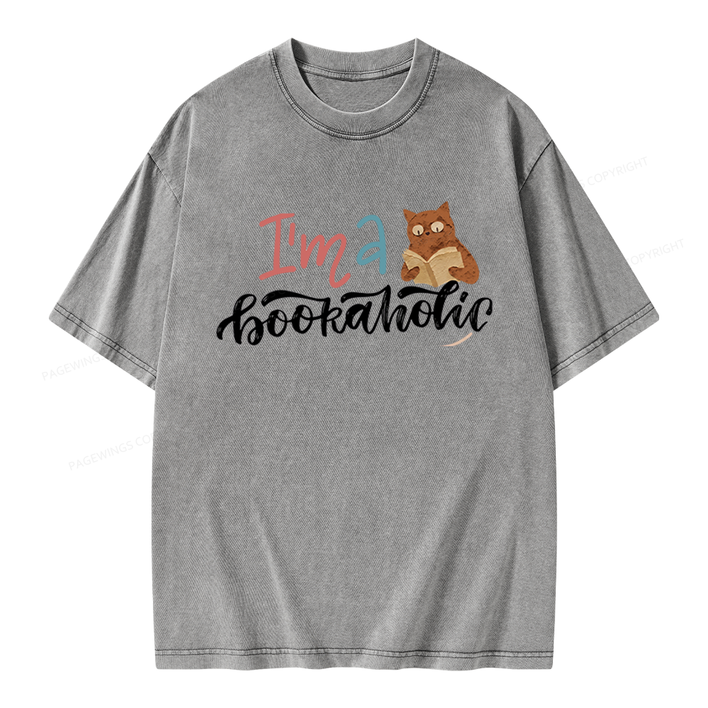 Pagewings I'm a Bookaholic Unisex Washed T-shirt