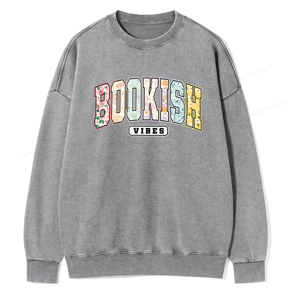 Pagewings Bookish Vibes Unisex Washed Sweatshirt