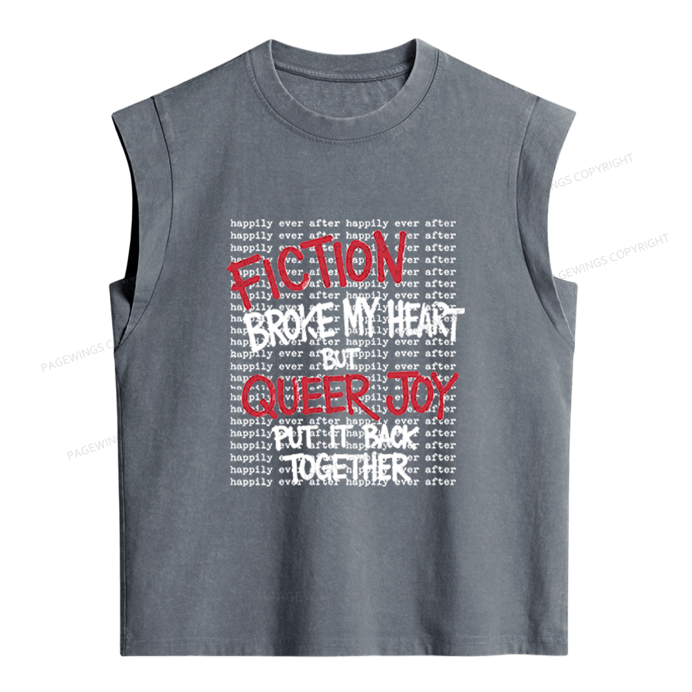 Pagewings Fiction Broke My Heart Women's Washed Tank Top