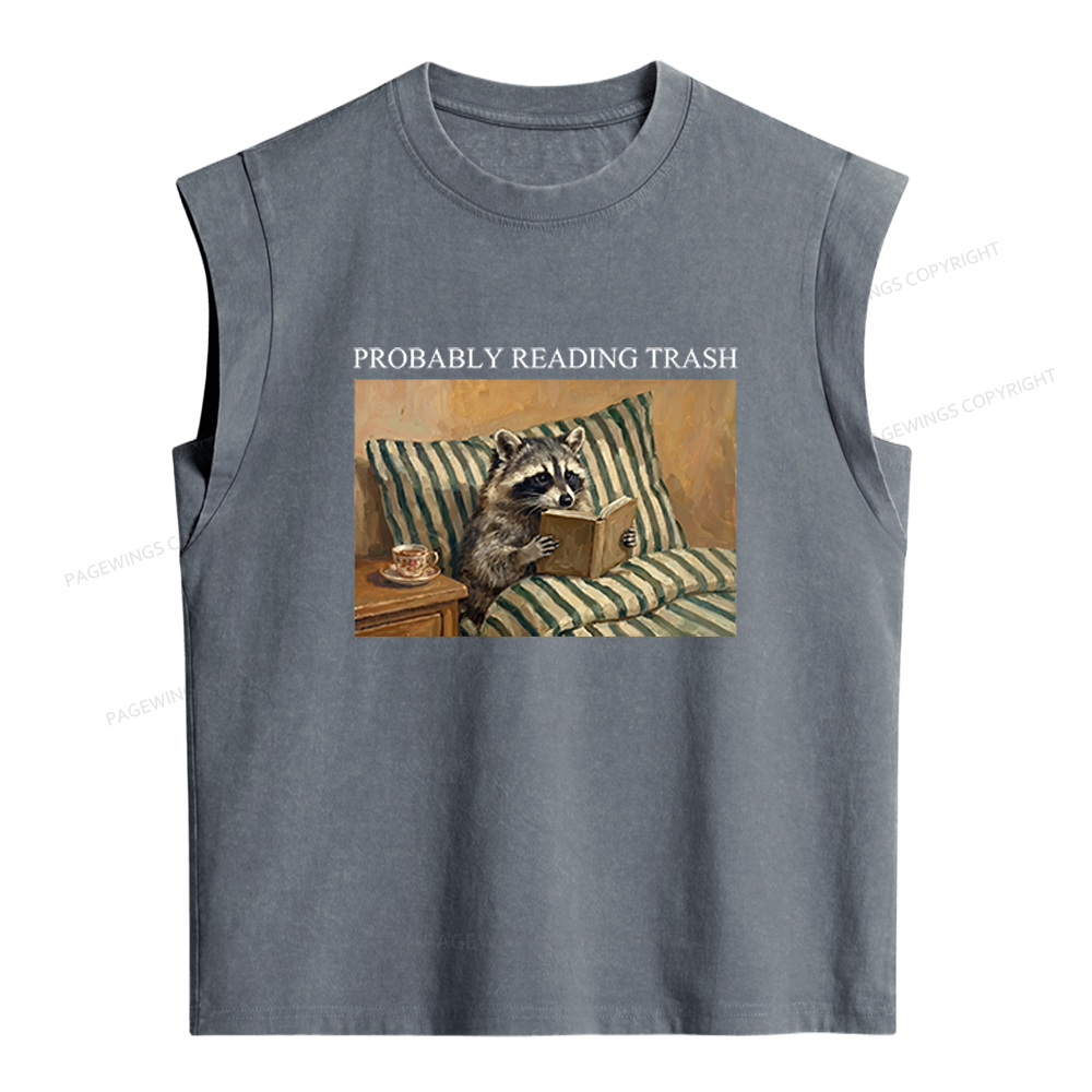 Pagewings Probably Reading Trash Women's Washed Tank Top
