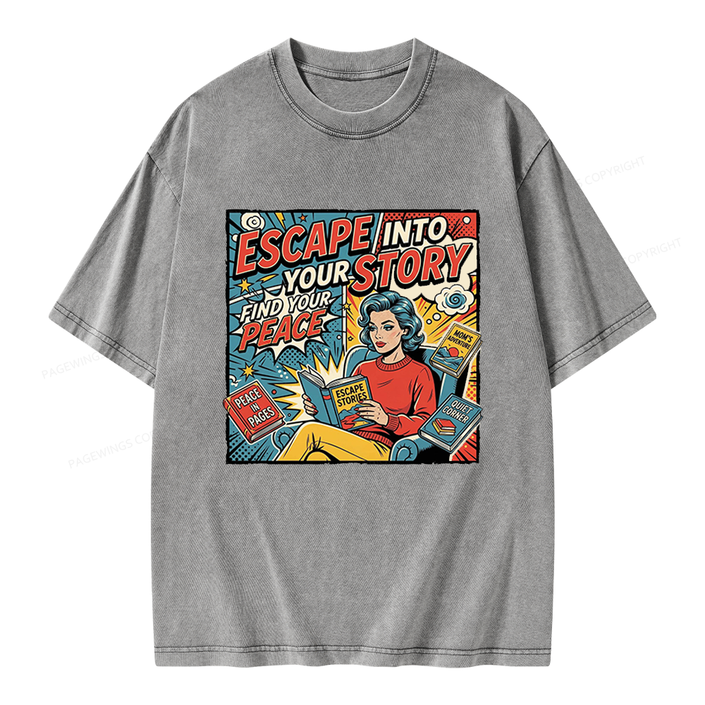 Pagewings Escape Into Your Story Unisex Washed T-shirt
