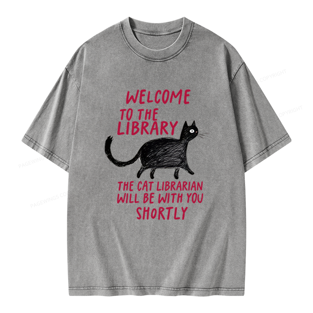 Pagewings Welcome To The Library Unisex Washed T-shirt