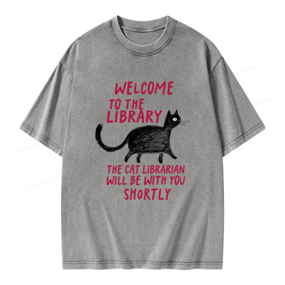 Pagewings Welcome To The Library Unisex Washed T-shirt
