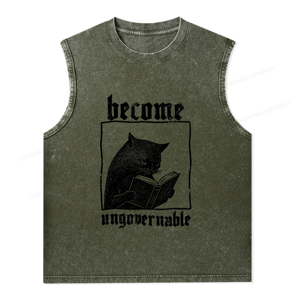 Pagewings Become Ungovernable Unisex Washed Tank Top