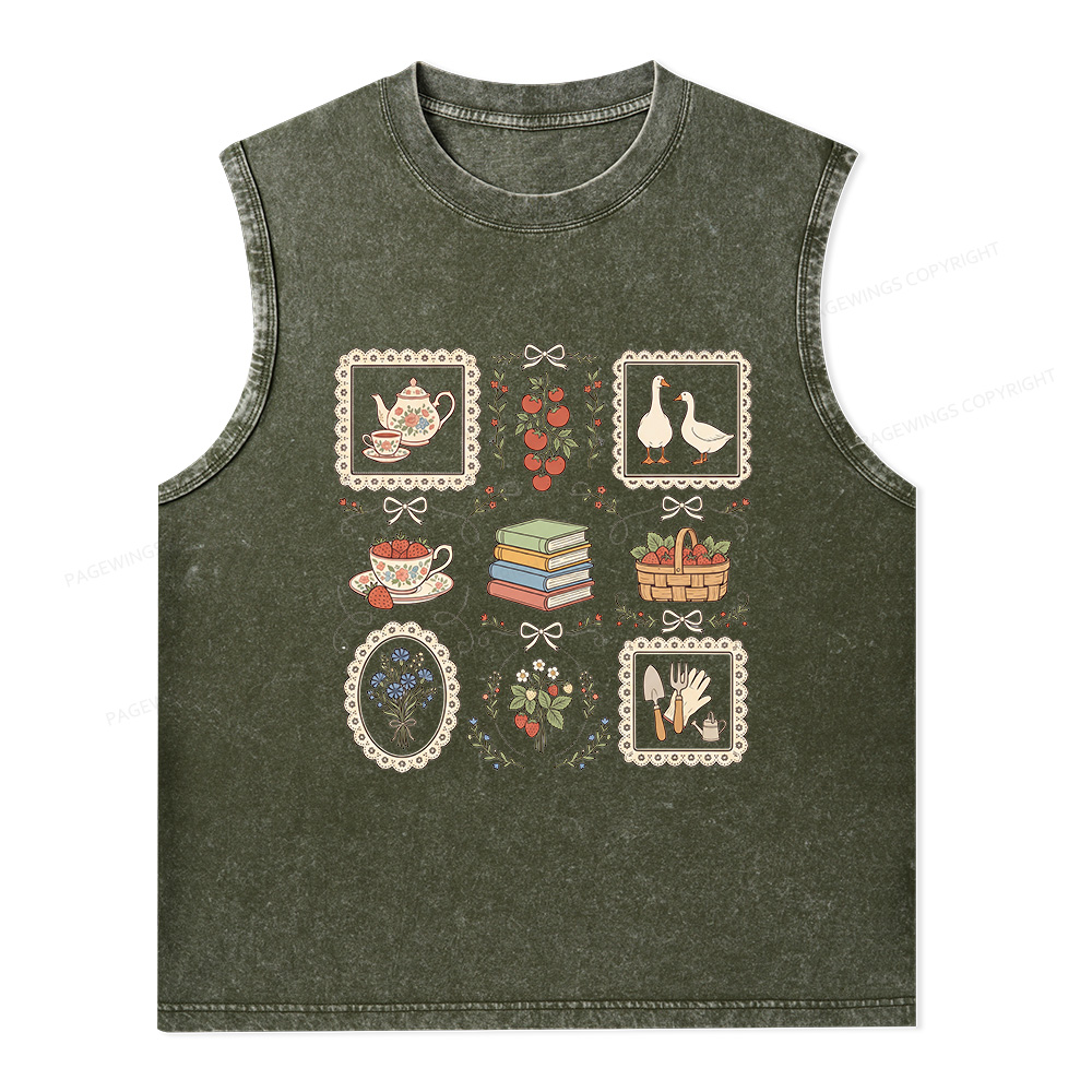 Pagewings Goose Reading Unisex Washed Tank Top
