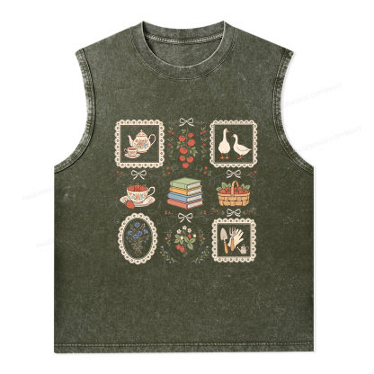Pagewings Goose Reading Unisex Washed Tank Top