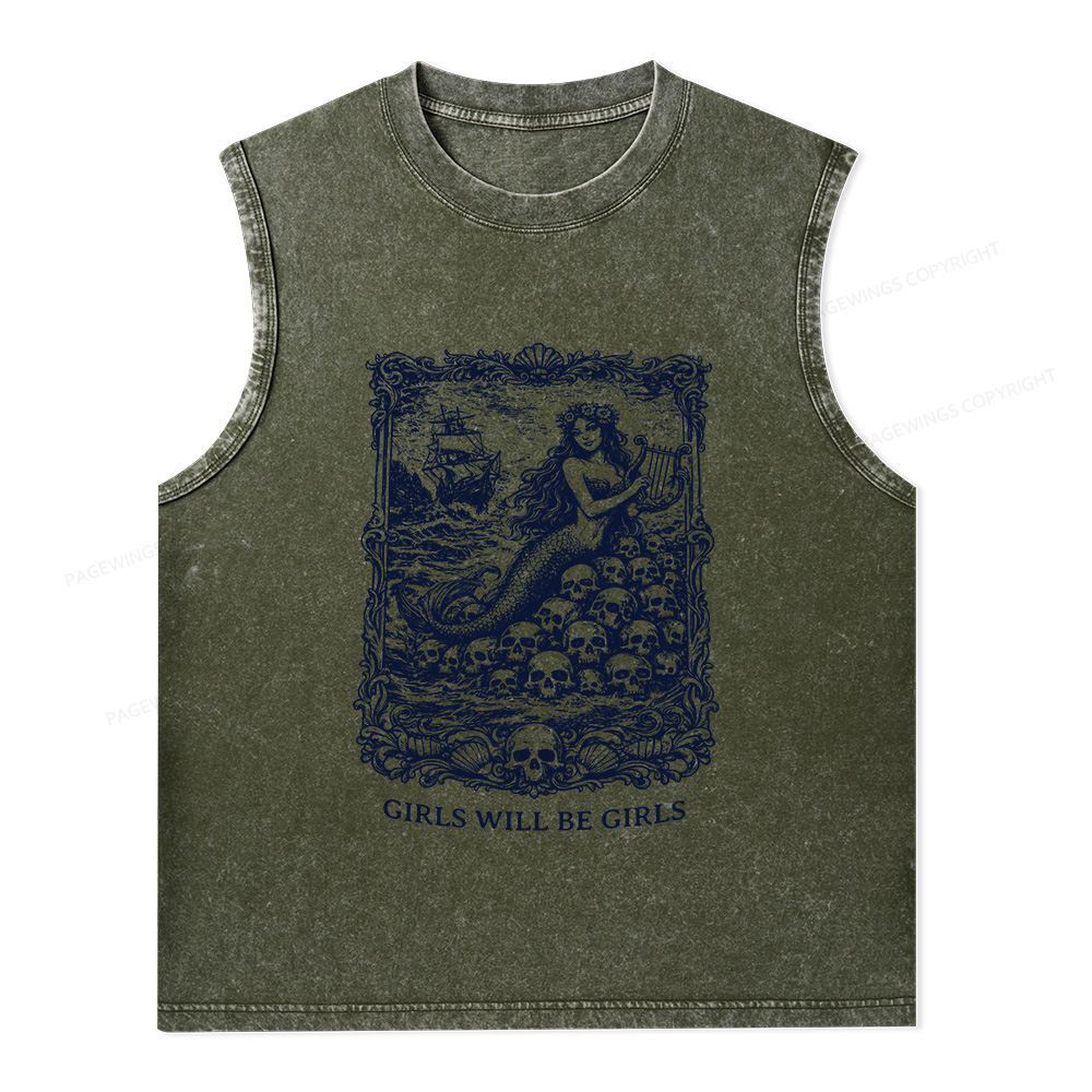 Pagewings Girls Will Be Girls Unisex Washed Tank Top
