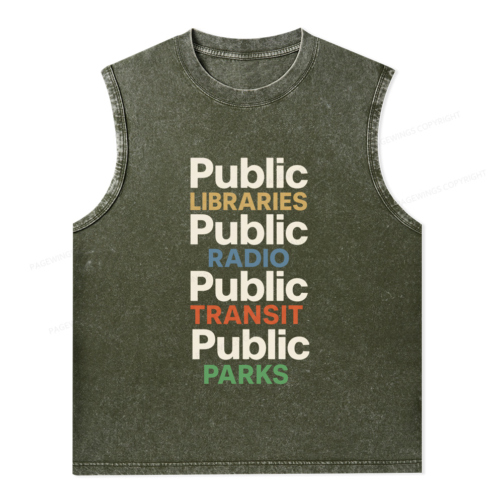 Pagewings Public Libraries Unisex Washed Tank Top