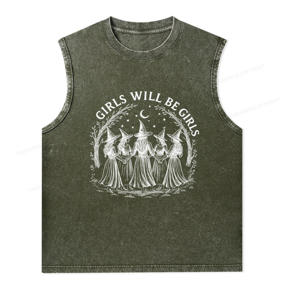 Pagewings Girls Will Be Girls Unisex Washed Tank Top