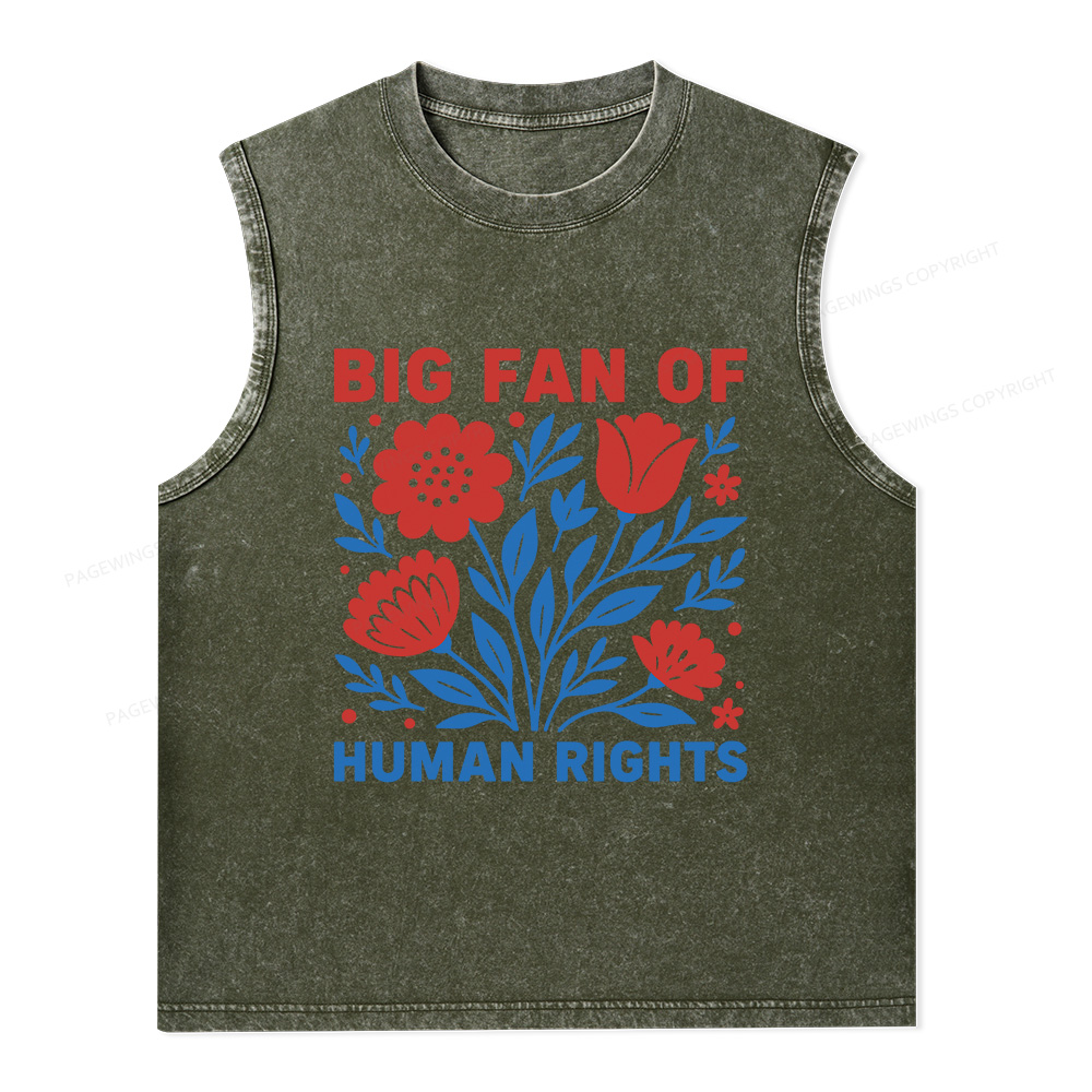 Pagewings Big Fan Of Human Rights Unisex Washed Tank Top