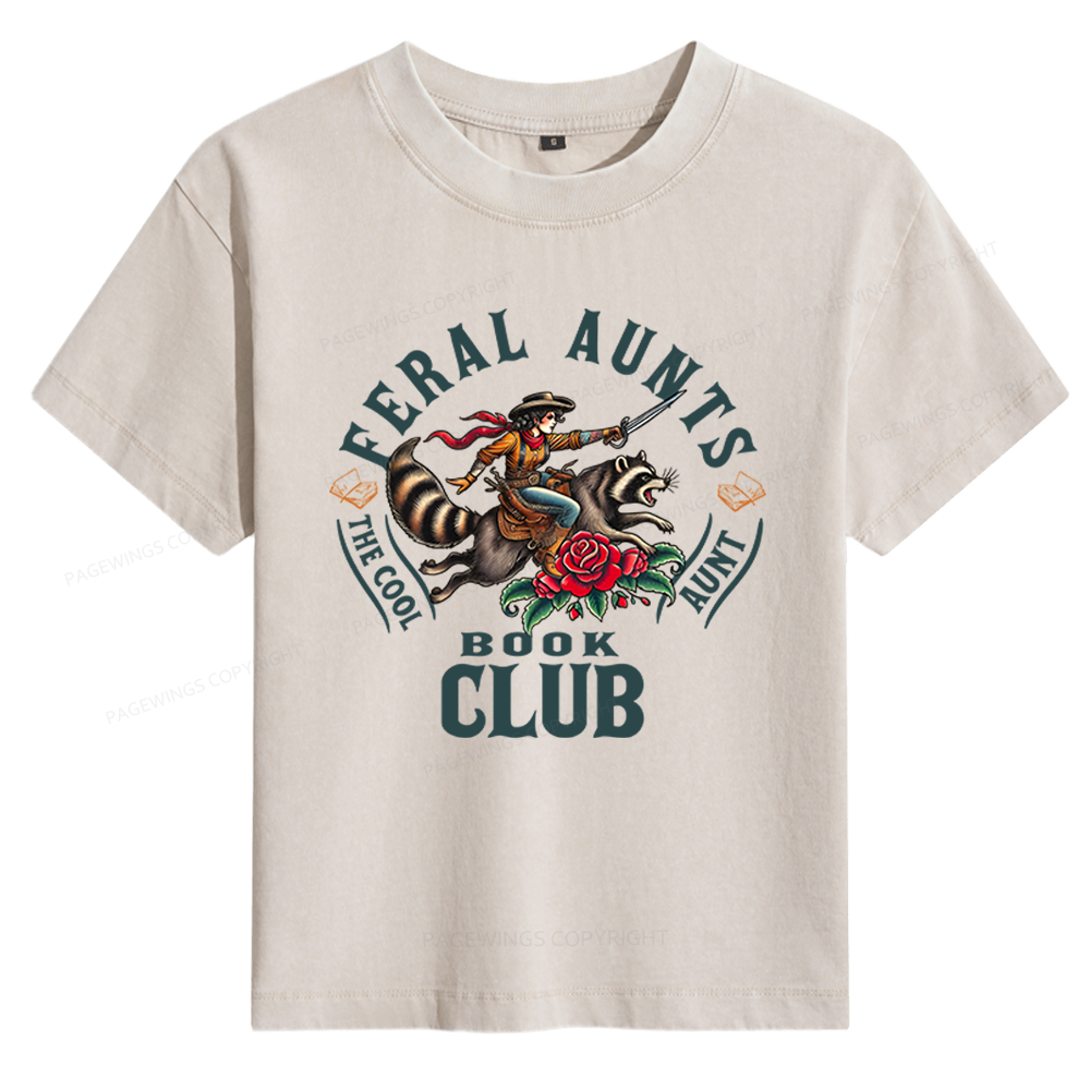 Pagewings Feral Aunt Book Club Women's Washed T-shirt