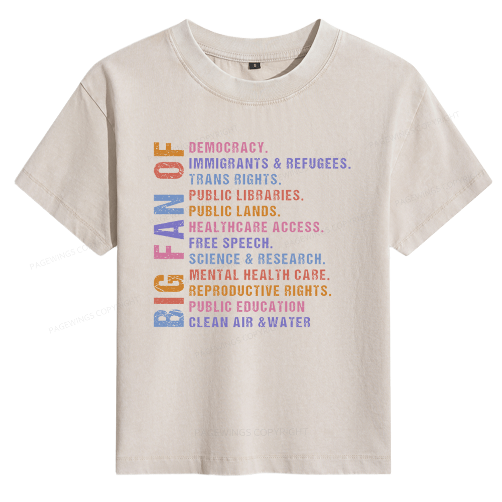 Pagewings Big Fan of Human Rights Women's Washed T-shirt