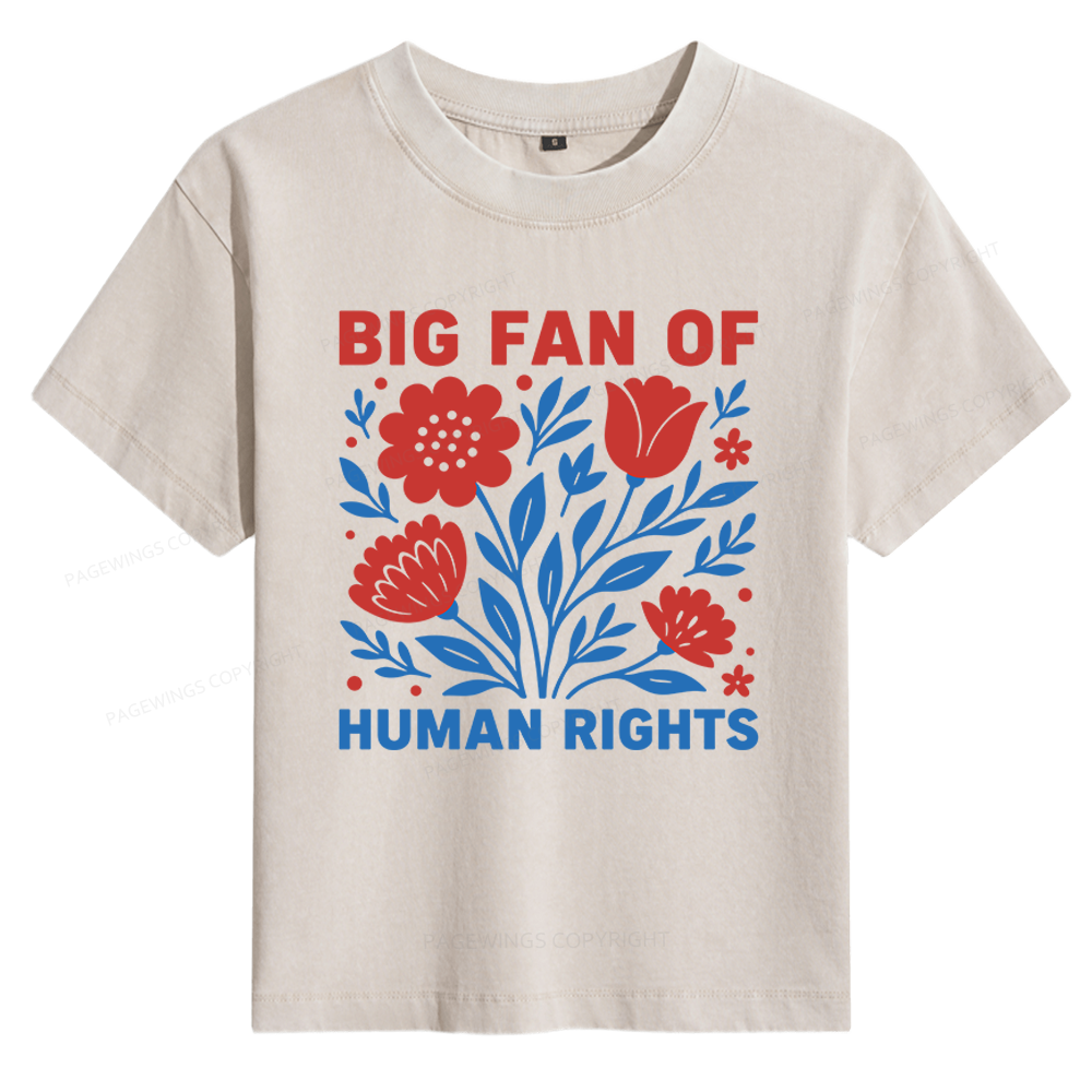 Pagewings Big Fan of Human Rights Women's Washed T-shirt