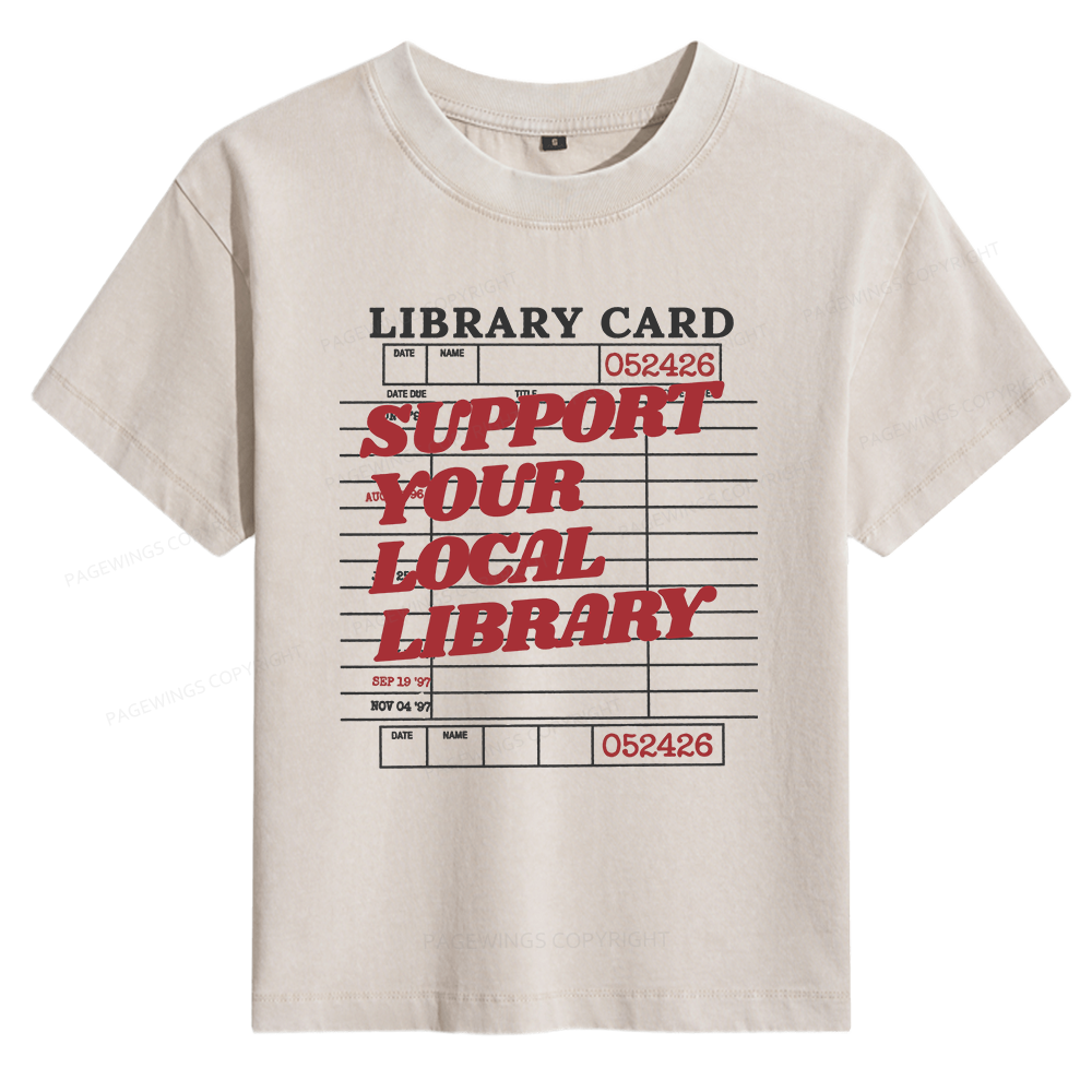 Pagewings Support your Local Library Women's Washed T-shirt