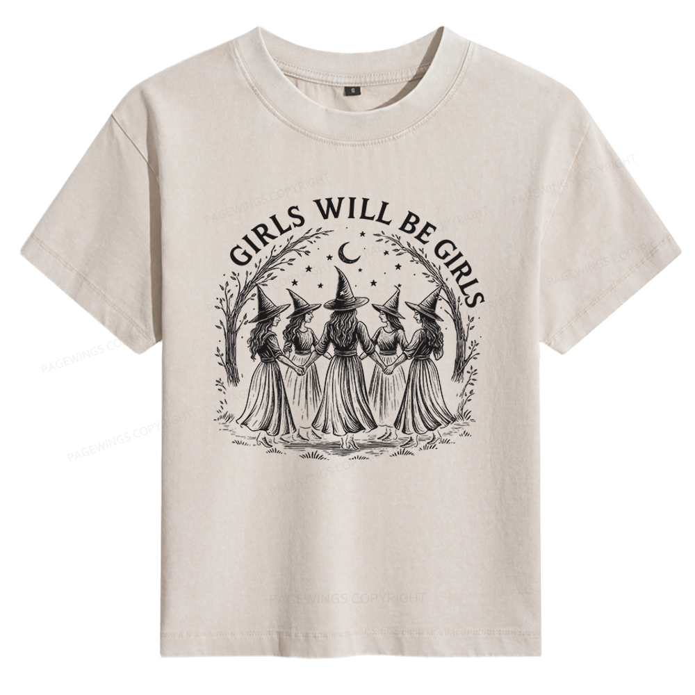 Pagewings Girls Will Be Girls Women's Washed T-shirt