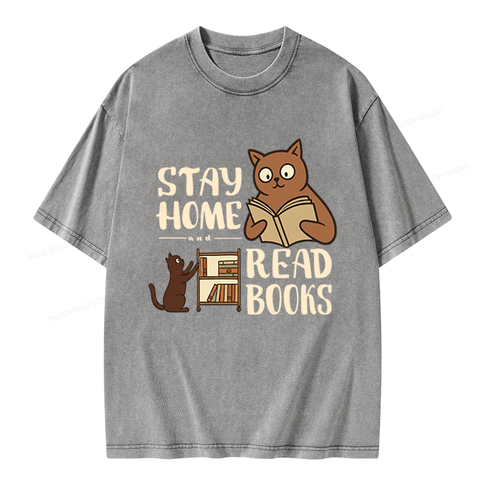 Pagewings Stay Home Read Books Unisex Washed T-shirt