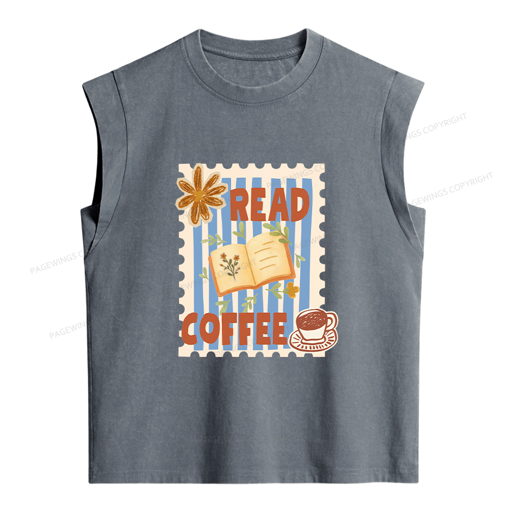 Pagewings Read Coffee Women's Washed Tank Top