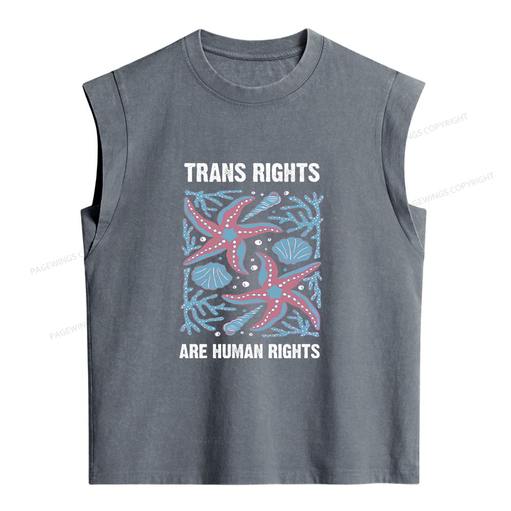 Pagewings Trans Rights  Are Human Rights Women's Washed Tank Top