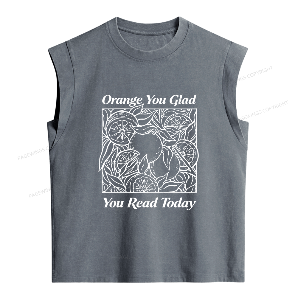 Pagewings Orange You Glad You Read Today Women's Washed Tank Top