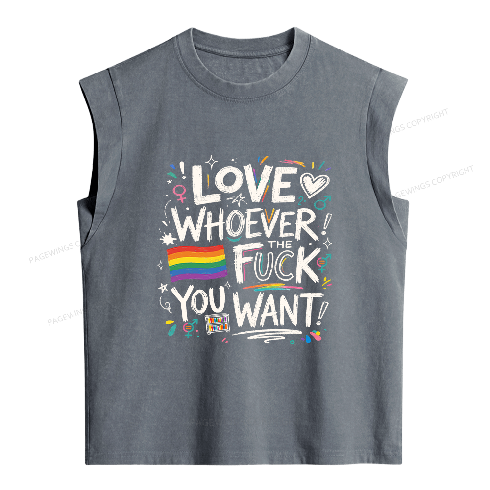 Pagewings Love Whoever You Want Women's Washed Tank Top
