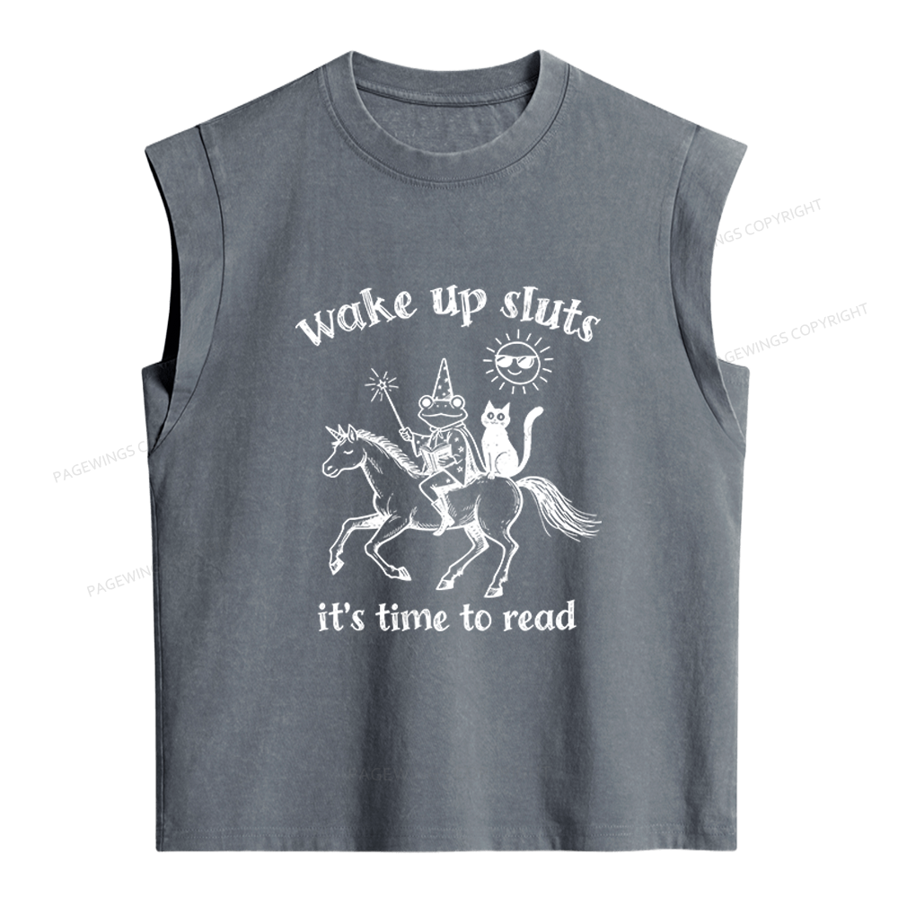 Pagewings Wake Up Sluts Women's Washed Tank Top