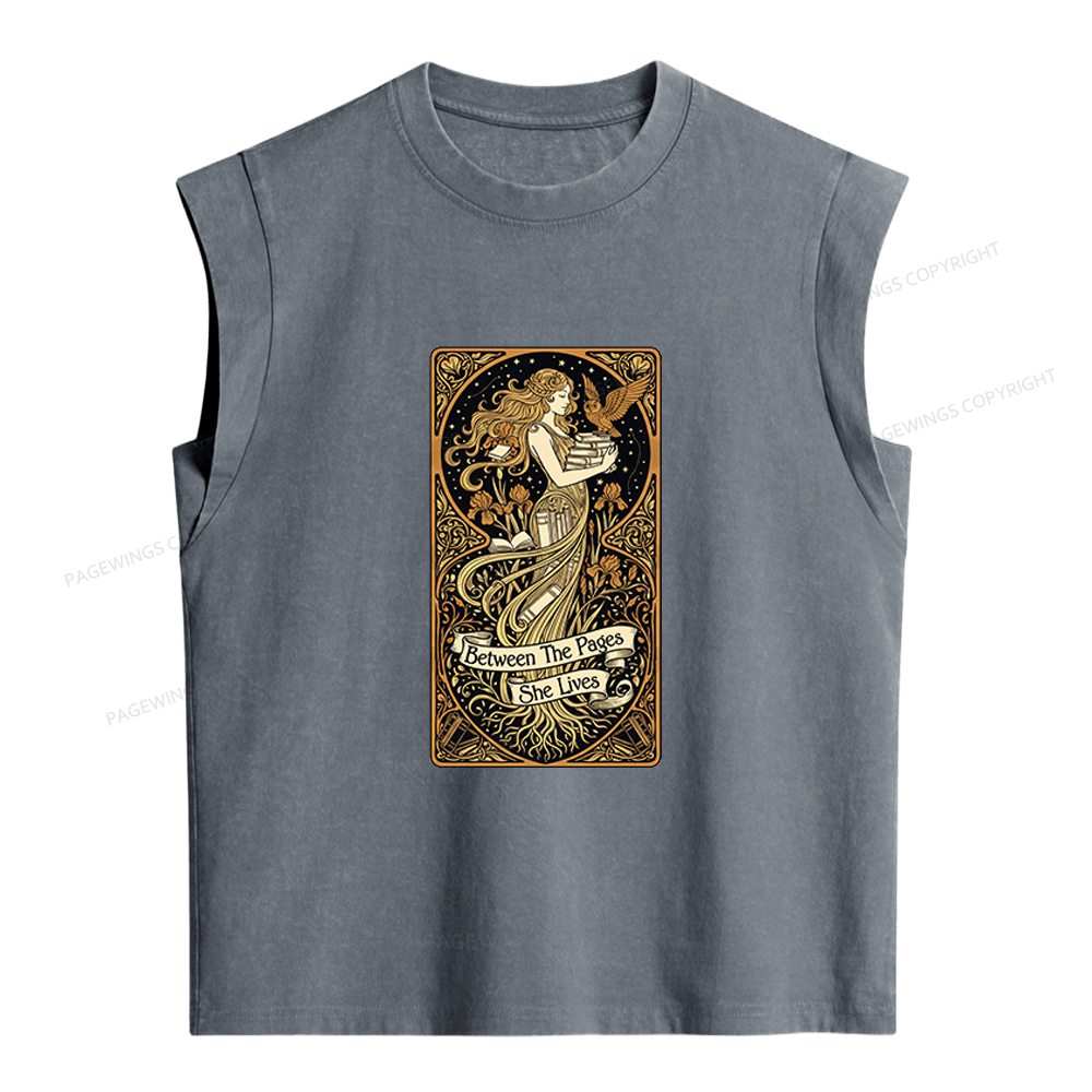 Pagewings Between The Pages She Lives Women's Washed Tank Top