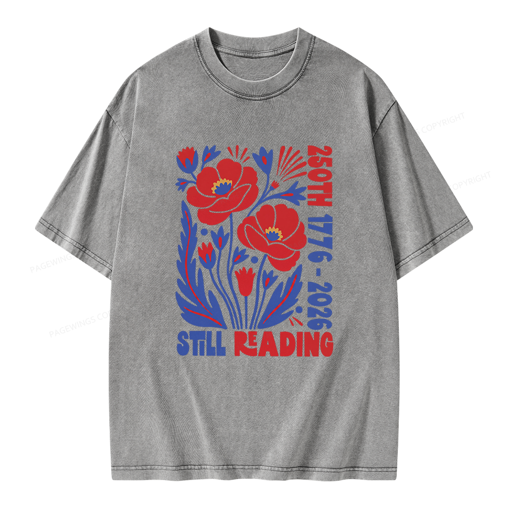 Pagewings Still Reading Unisex Washed T-shirt