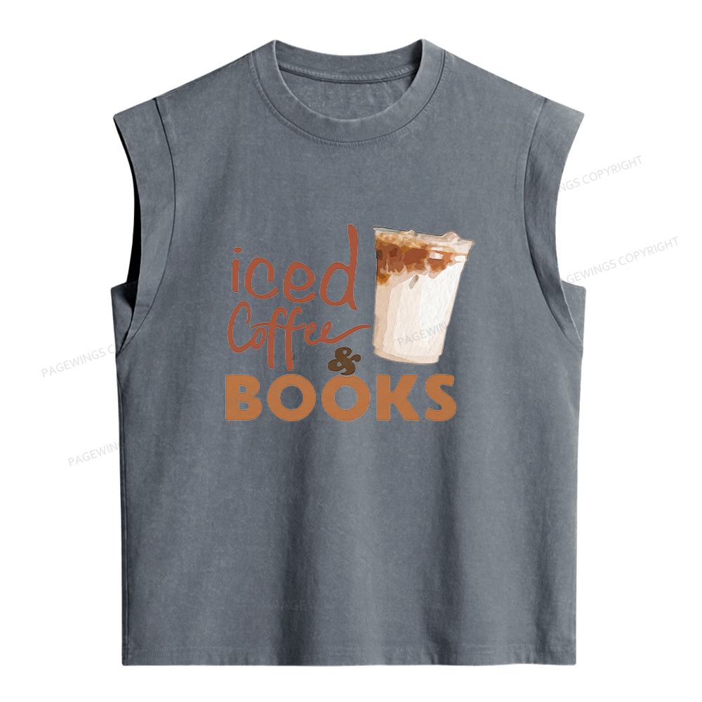 Pagewings Iced Coffee Books Women's Washed Tank Top