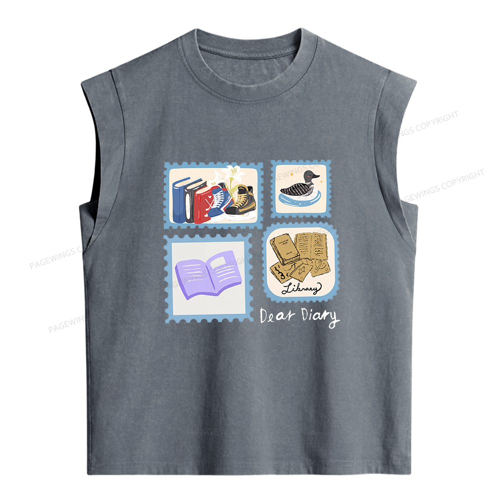 Pagewings Dear Diary Women's Washed Tank Top