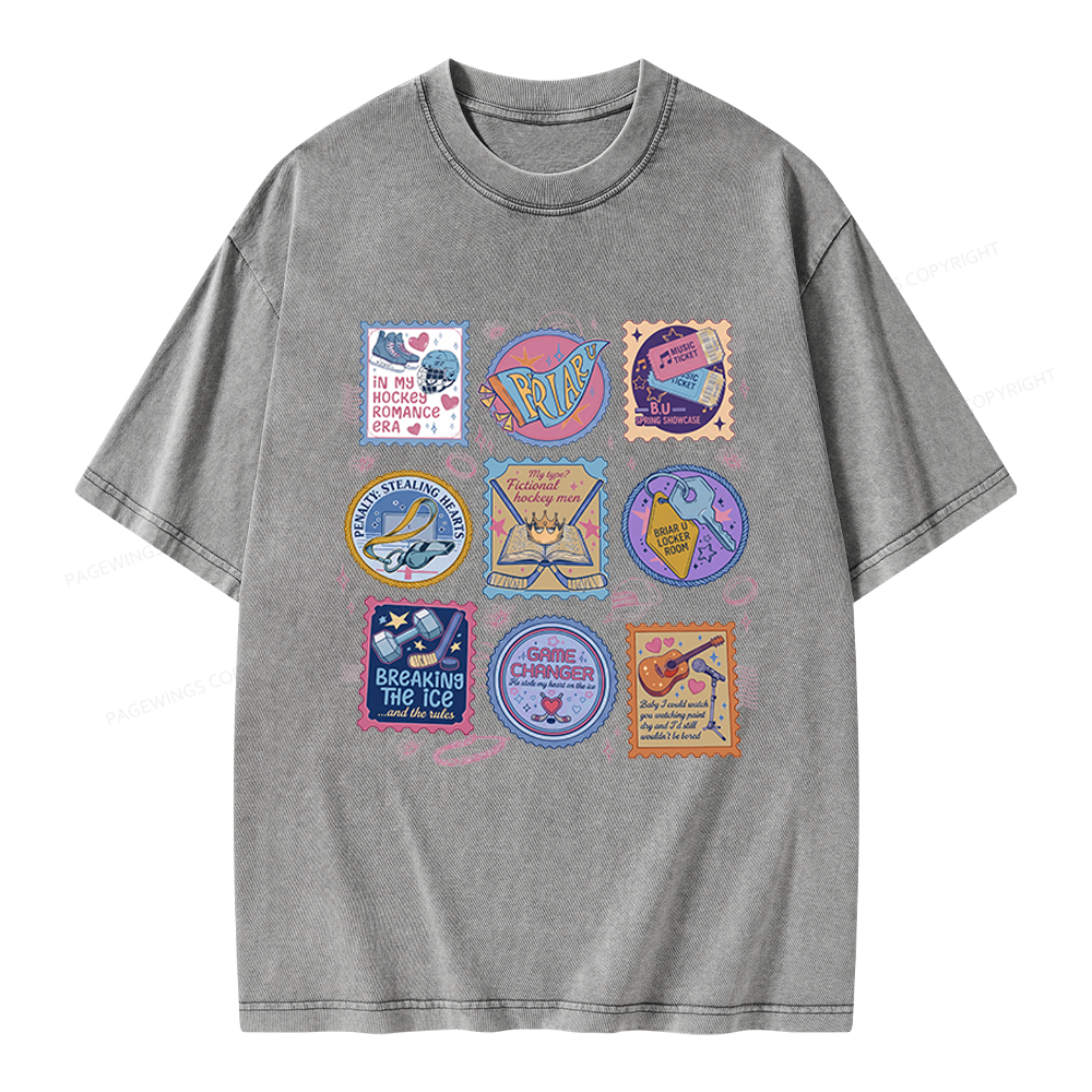 Pagewings Hockey Romance Unisex Washed T-shirt