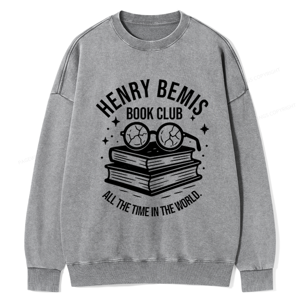 Pagewings Henry Bemis Book Club Unisex Washed Sweatshirt