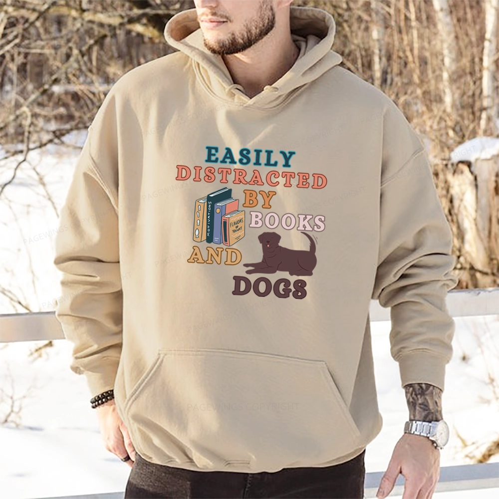 Pagewings Easily Distracted By Books And Labrador Unisex Classic Hoodie