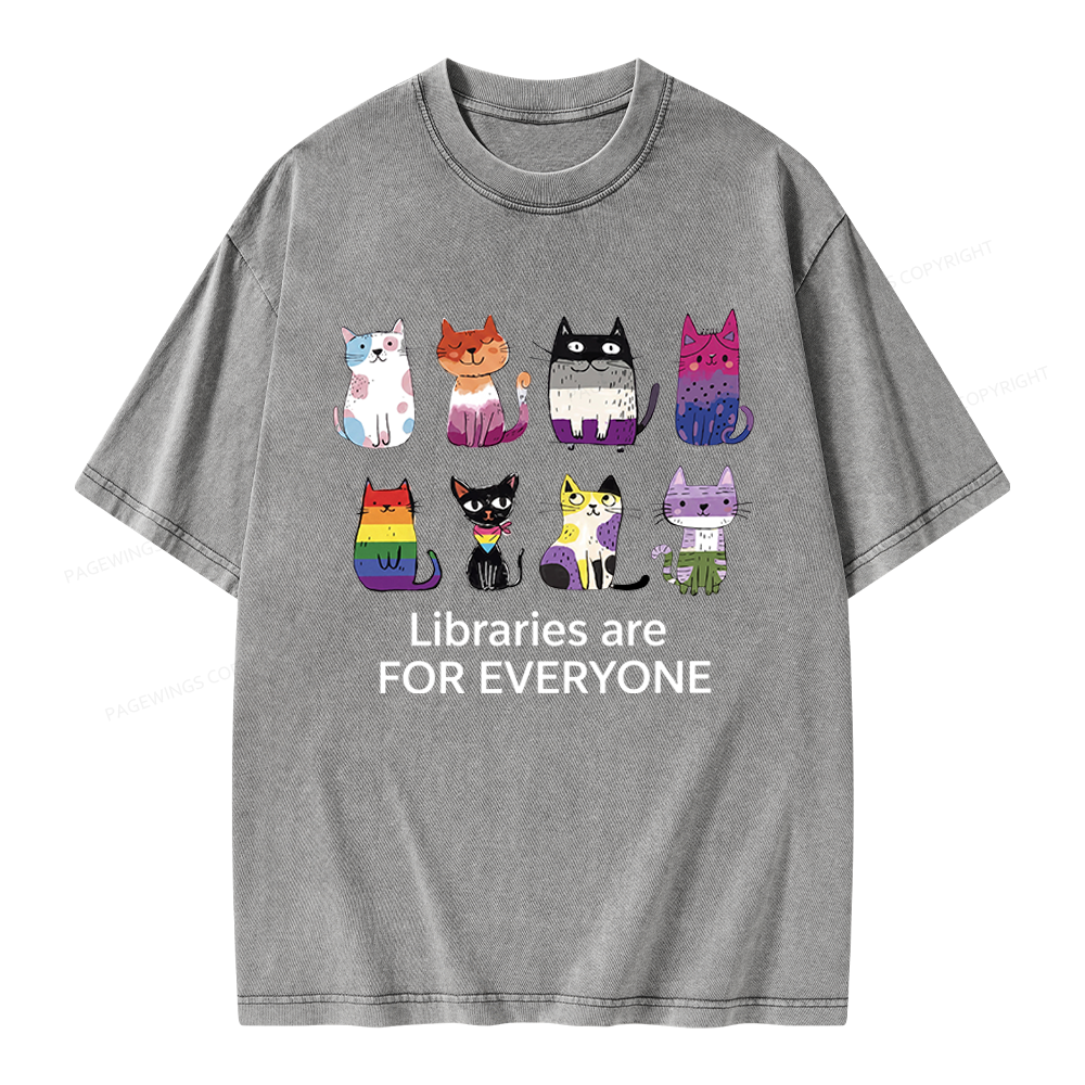 Pagewings Libraries Are For Everyone Unisex Washed T-shirt
