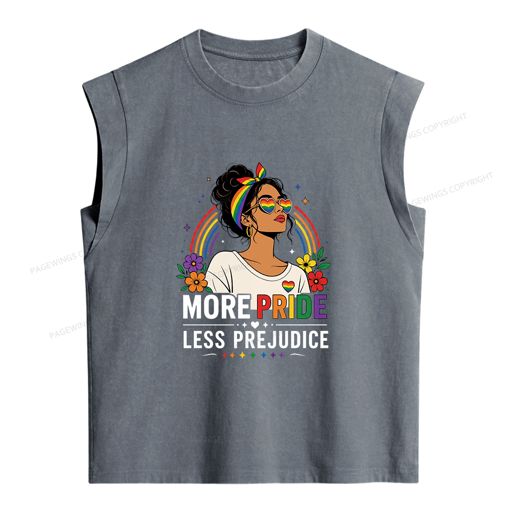 Pagewings More Pride Less Prejudice Women's Washed Tank Top