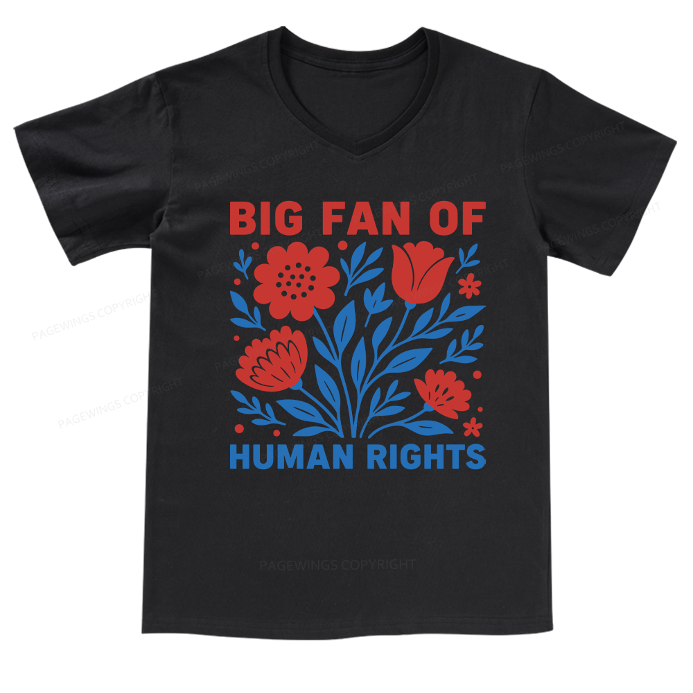 Pagewings Big Fan Of Human Rights V-neck T-shirt