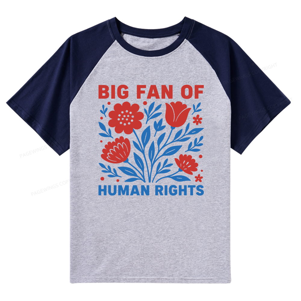 Pagewings Big Fan Of Human Rights Raglan T-shirt