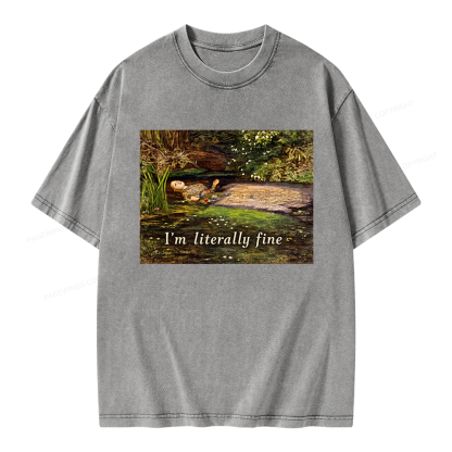 Pagewings I'm Literally Fine Unisex Washed T-shirt