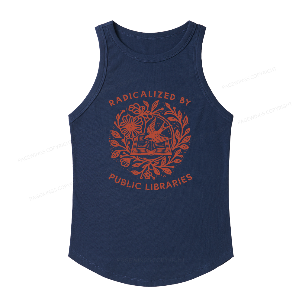 Pagewings Slim Fit Radicalized By Public Libraries Women's Fitted Tank Top 