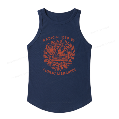 Pagewings Slim Fit Radicalized By Public Libraries Women's Fitted Tank Top 