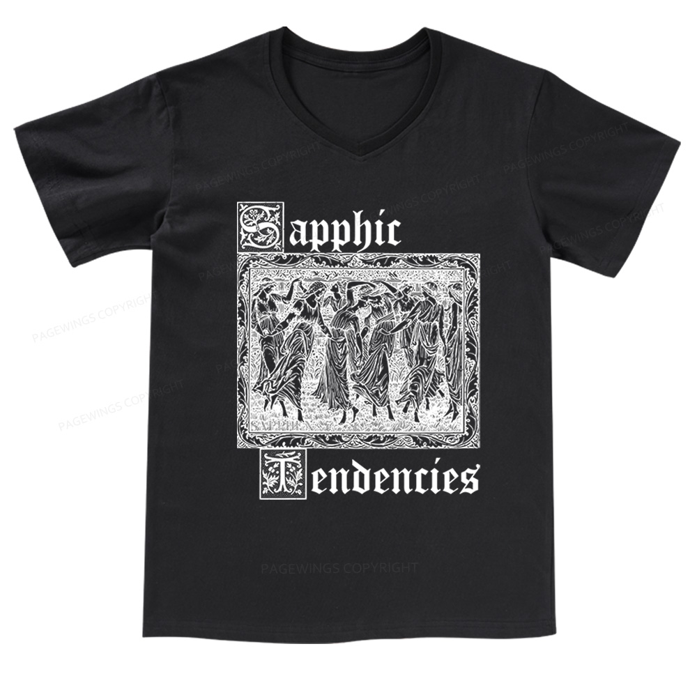 Pagewings Sapphic Tendencies V-neck T-shirt