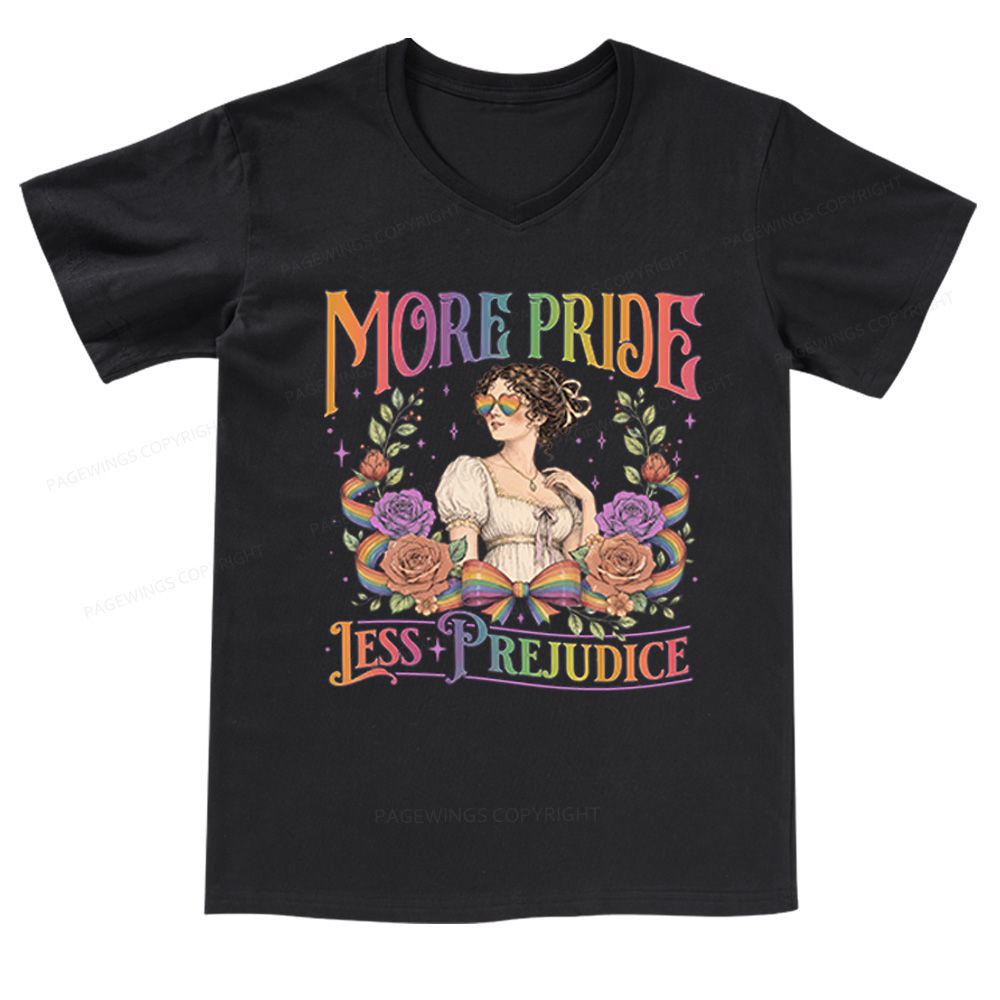 Pagewings More Pride Less Prejudice V-neck T-shirt