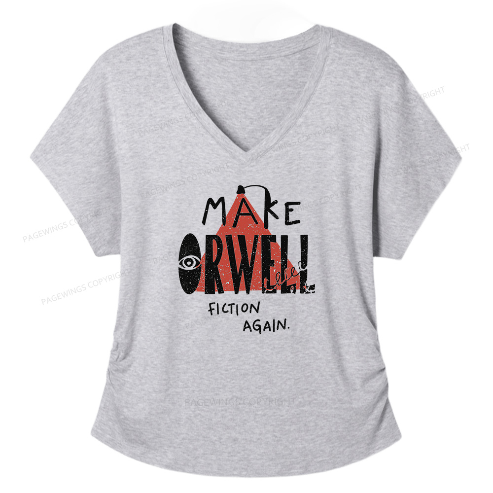 Pagewings Make Orwell Fiction Again Soft Women's Modal V-neck T-shirt  