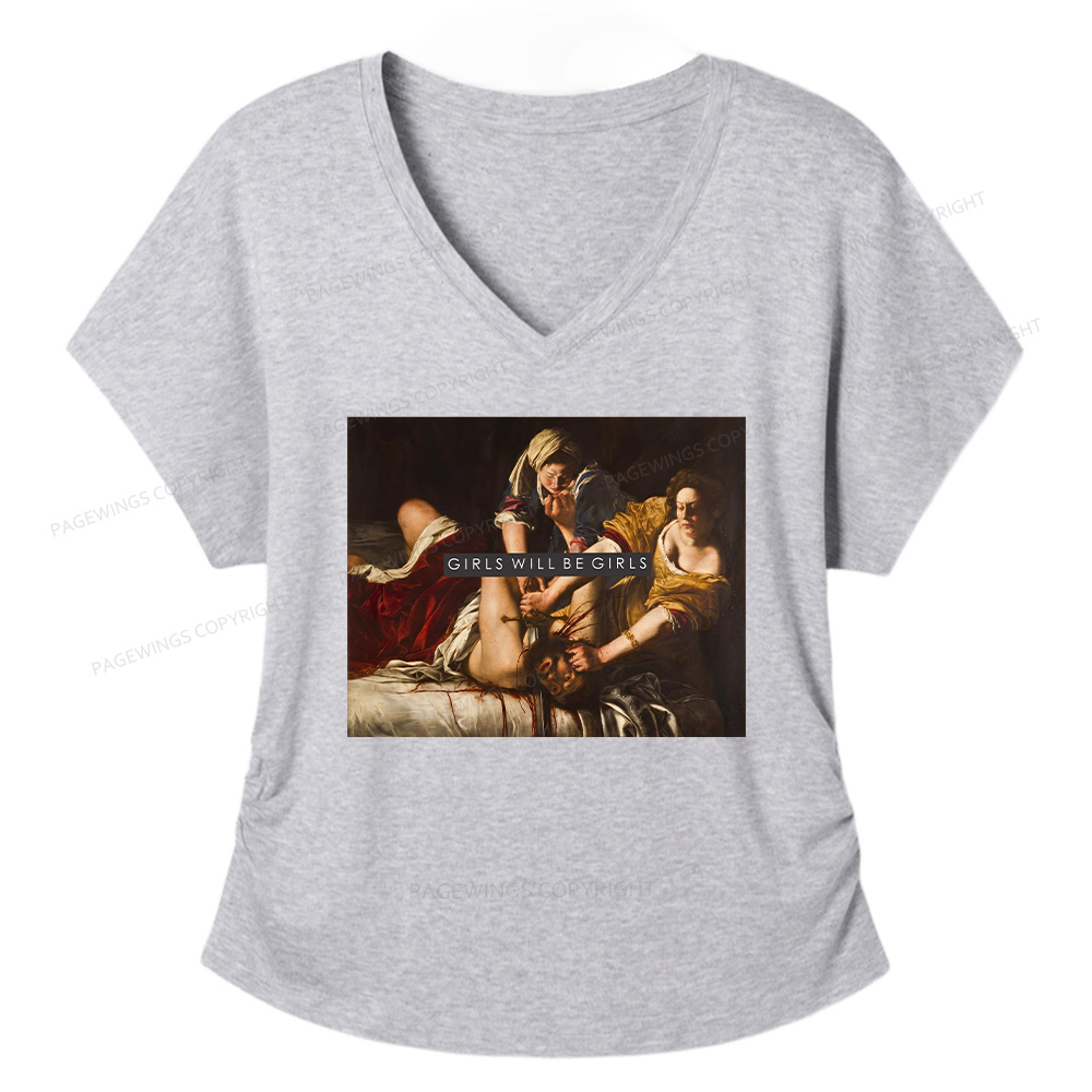 Pagewings Girls Will Be Girls Soft Women's Modal V-neck T-shirt  