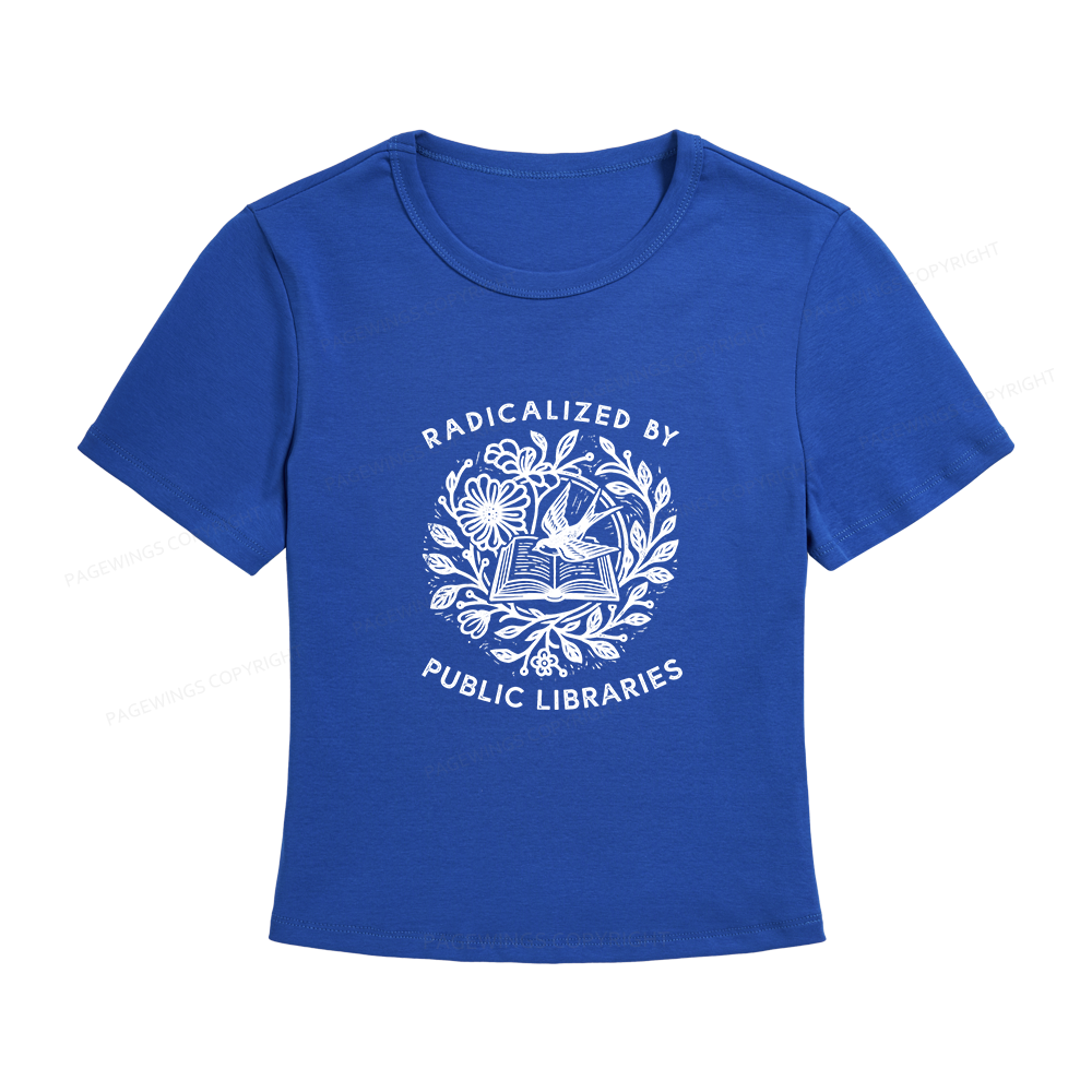 Pagewings Radicalized By Public Libraries Women's Baby Tee