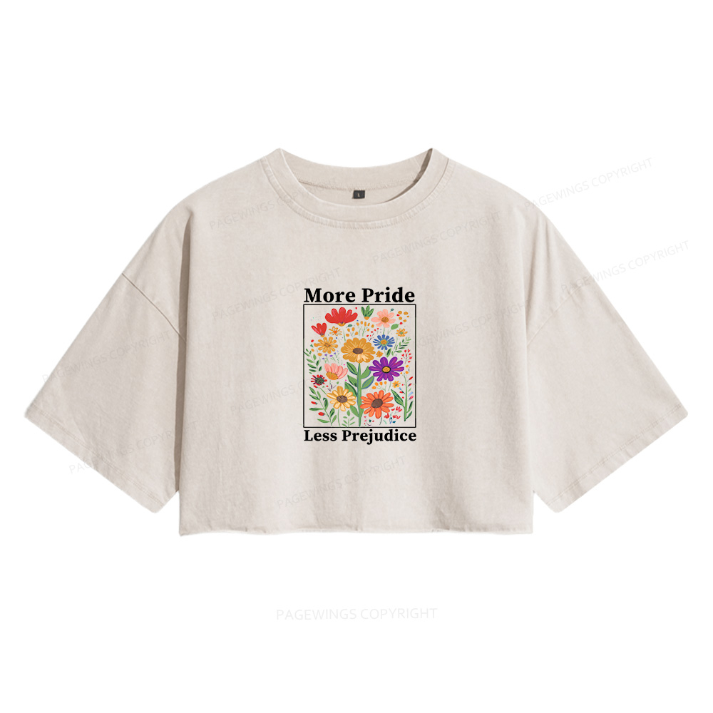 Pagewings More Pride Less Prejudice Women's Washed Cropped T-shirt