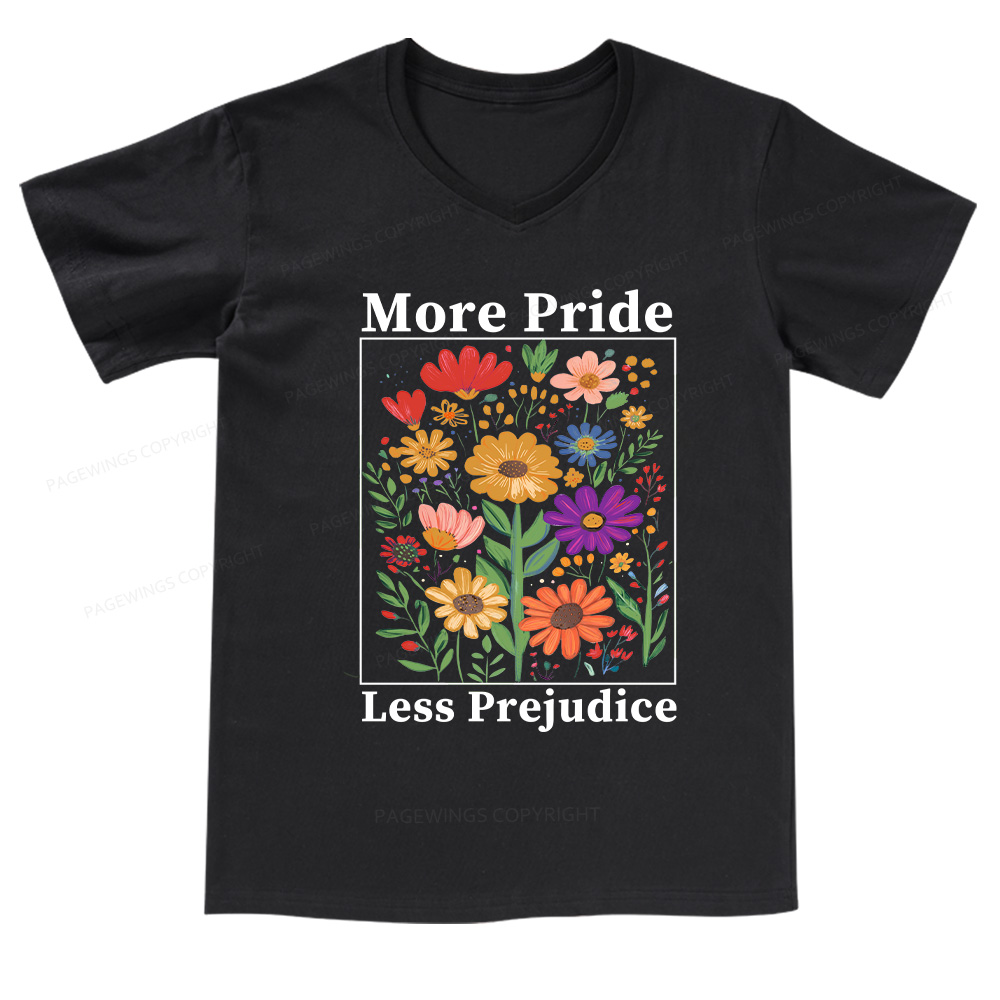 Pagewings More Pride Less Prejudice V-neck T-shirt